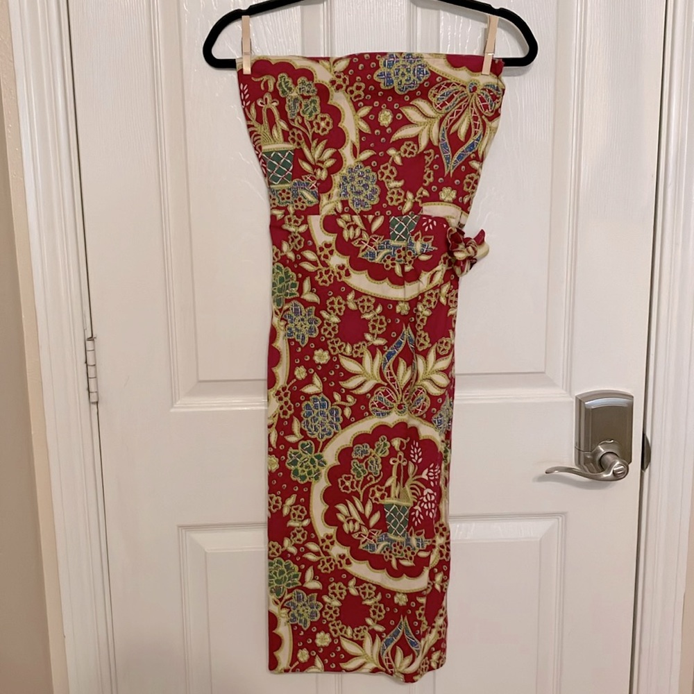 Vintage Handmade Hawaiian Fabric Strapless Wrap Dress Sz 0-2